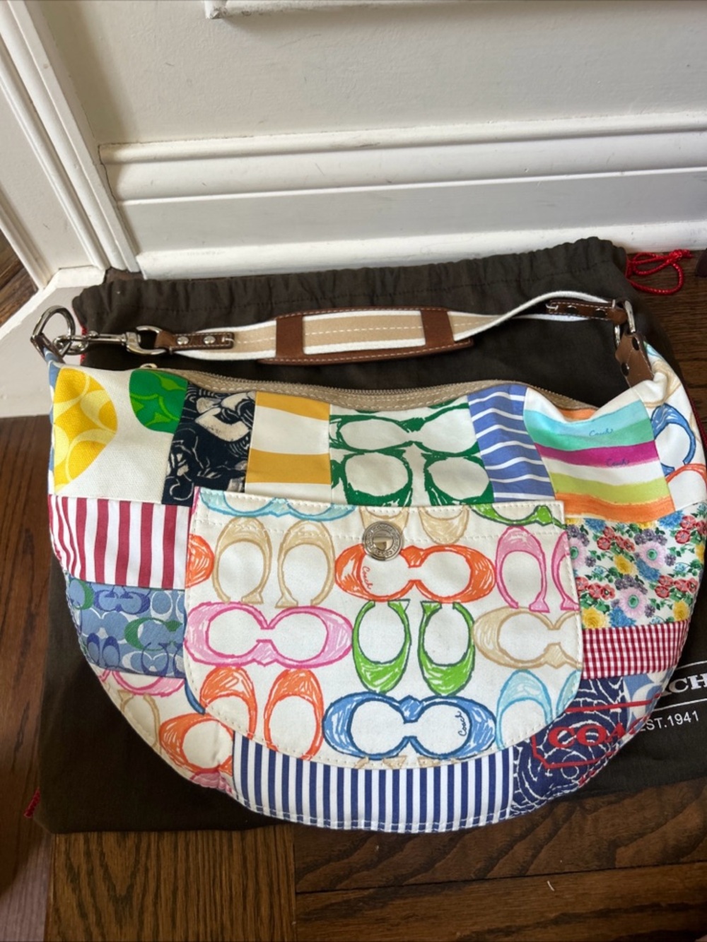 Y2K Coach Hampton Patchwork Multicolor Patchwork Hobo Shoulder Bag 10441